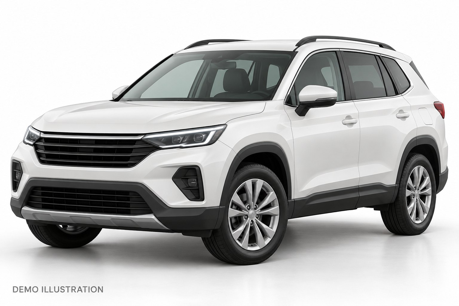 DEMO ILLUSTRATION — generic suv Front three-quarter view; not an actual inventory photograph
