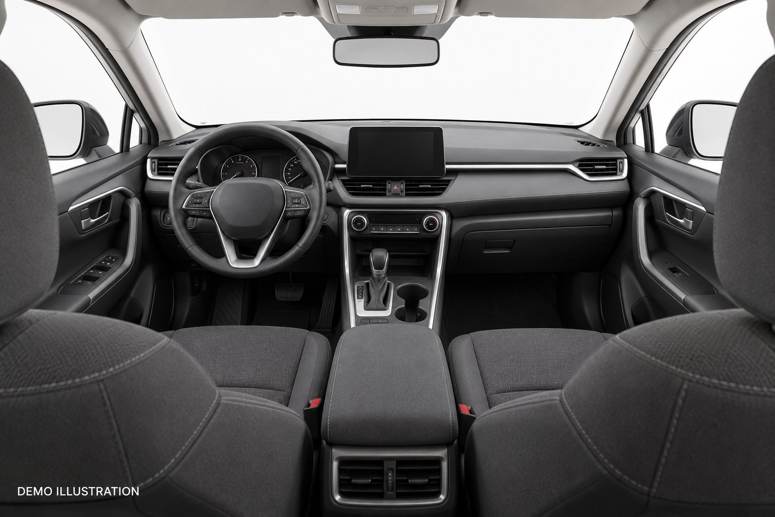 DEMO ILLUSTRATION — generic suv Cabin view; not an actual inventory photograph
